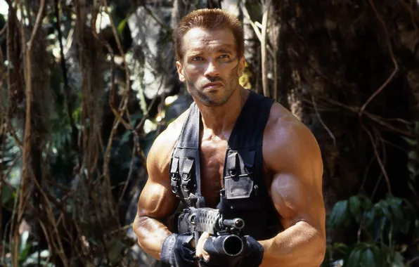 Picture weapons, jungle, actor, Predator, Predator, Arnold Schwarzenegger, Arnold Schwarzenegger, 1987