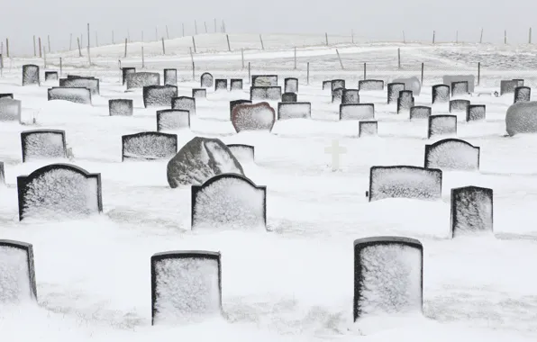 Picture cold, winter, snow, life, meaning, loneliness, cemetery, frontier
