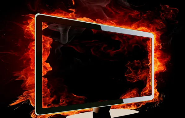 Picture fire, flame, Monitor