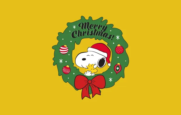 Christmas, Christmas, yellow background, Yellow background, Red background, Holiday, Holiday, Snoopy