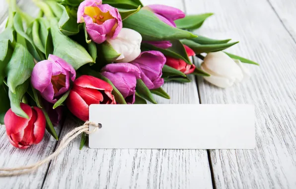 Flowers, bouquet, colorful, tulips, wood, pink, flowers, tulips