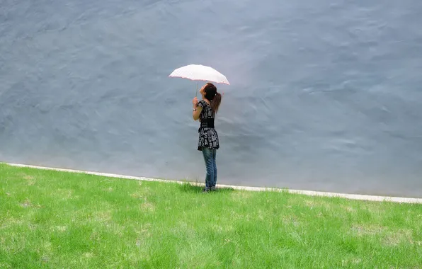 Girl, umbrella, Wallpaper, Japanese
