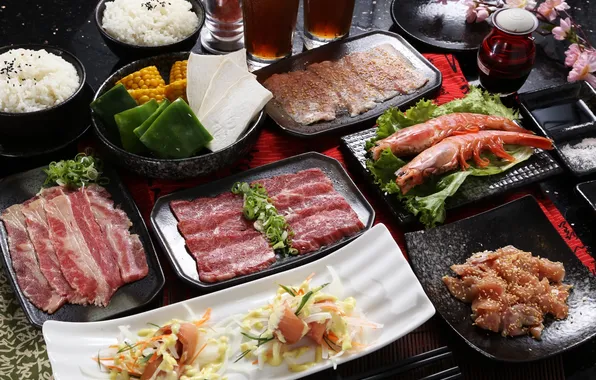 Picture bacon, seafood, Japanese cuisine, meals