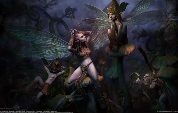 Forest, elf, mushrooms, hedstrom, Alexander