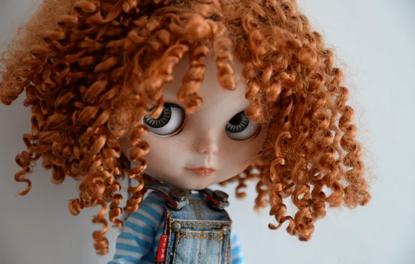 Picture look, hair, Doll, curls, red