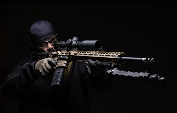 Weapons, background, optics, male, assault rifle