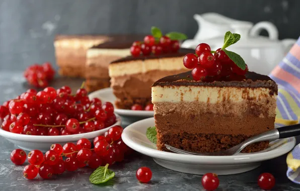 Picture berries, chocolate, cake, currants, sweet