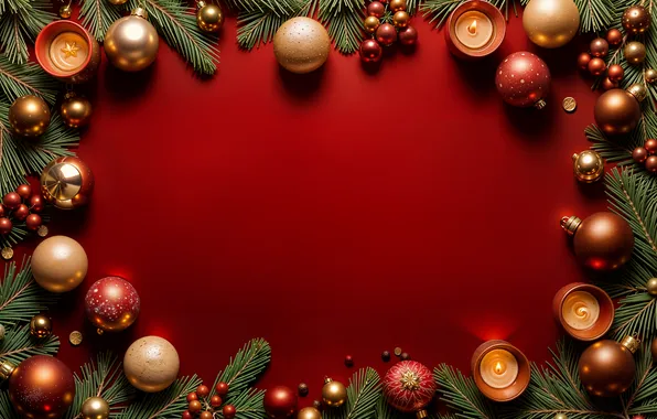 Decoration, balls, Christmas, New year, golden, new year, Christmas, balls