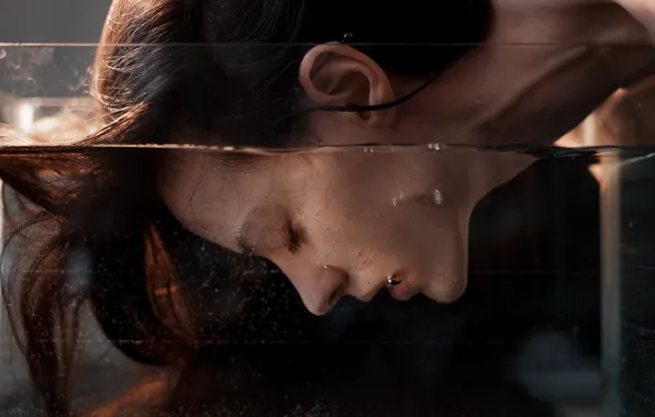 Picture glass, water, girl, Juliana Naidenova