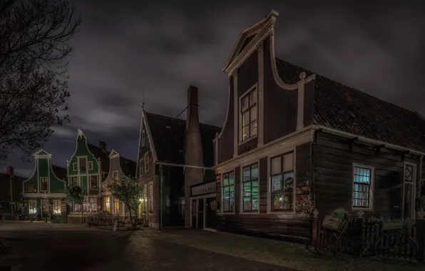 Night, home, Netherlands, The Zaanse Schans