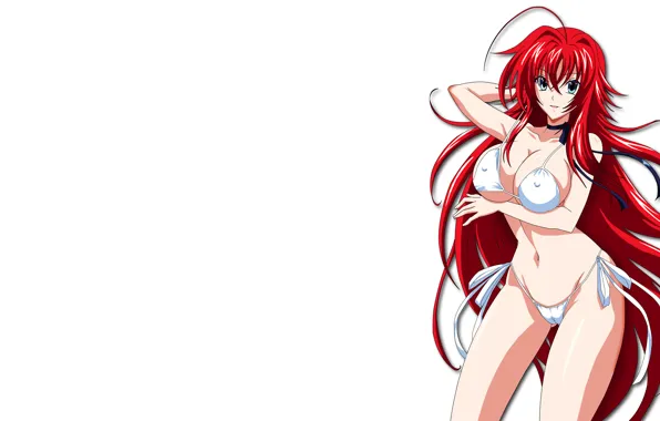 Girl, sexy, cleavage, erect nipples, red hair, long hair, boobs, anime