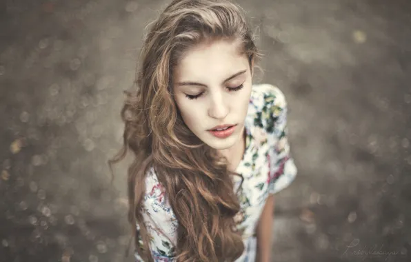 Girl, dress, blonde, bokeh