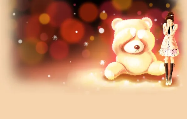 Picture girl, emotions, toy, bear