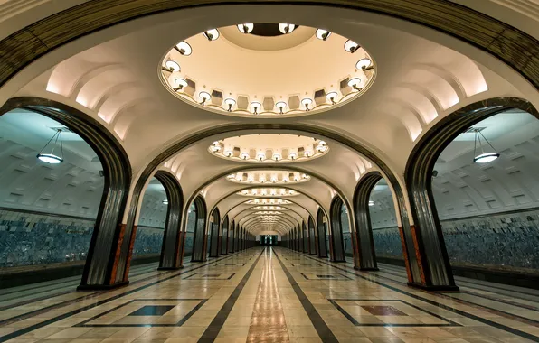 Moscow, metro, Mayakovskaya