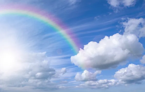 The sky, clouds, nature, rainbow, rainbow, sky, nature, cloud