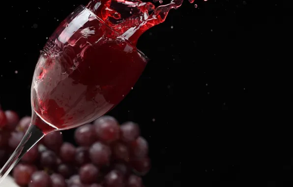 Drops, wine, glass, splash, grapes