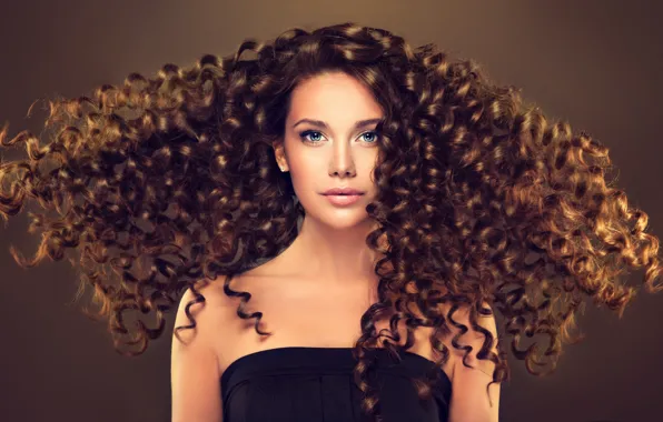 Look, girl, face, hair, hairstyle, blue eyes, curls, Sofia Zhuravets'