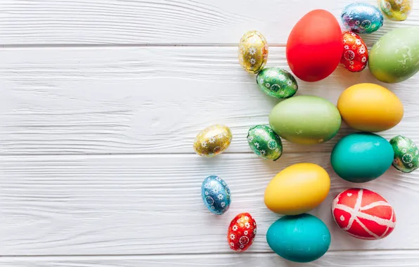 Eggs, spring, colorful, Easter, wood, spring, Easter, eggs