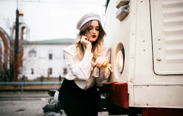 Picture look, girl, pose, blouse, tram, Tam, Danil Gorkov, Christina Pleshakova