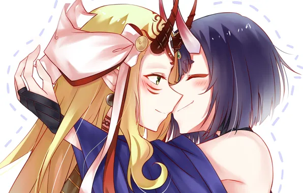 Girls, anime, art, hugs, characters, hugs, Fate / Grand Order