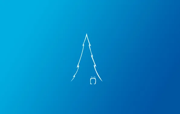 Picture tree, new year, Christmas, minimalism, new year, blue background, merry christmas