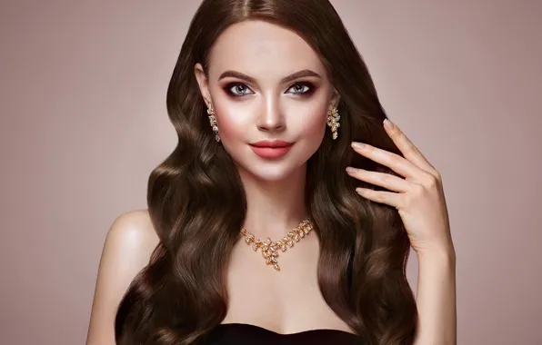 Picture look, decoration, pose, background, model, hair, hand, portrait