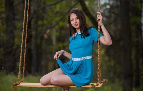 Picture look, swing, hair, dress, legs, Viktoriia Aliko