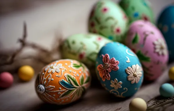 Flowers, holiday, pattern, Board, eggs, spring, Easter, ornament
