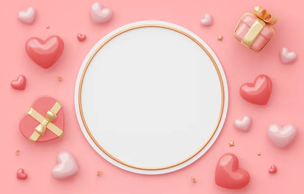 Love, rendering, holiday, heart, heart, hearts, heart, pink background