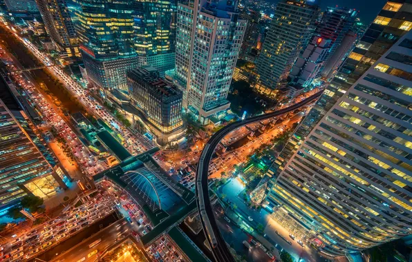 Picture life, the city, lights, the evening, Thailand, Bangkok, capital, night