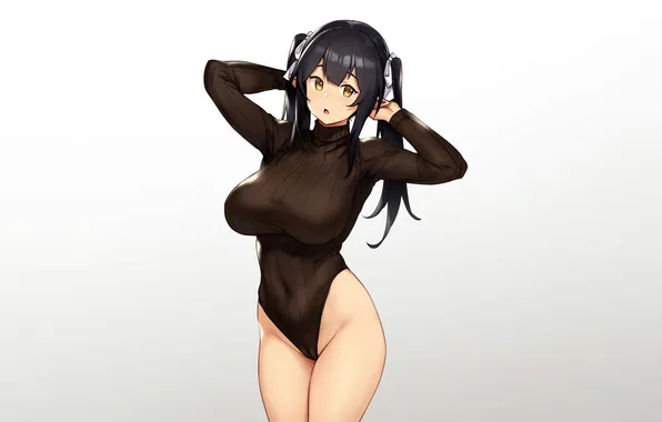 Girl, sexy, bodysuit, long hair, boobs, anime, beautiful, twintails