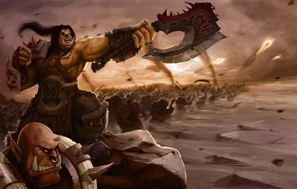 Picture army, World of Warcraft, orcs, wow, dlc, warlords of draenor, Grommash Hellscream