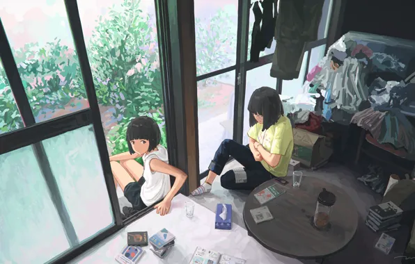 Room, girls, art