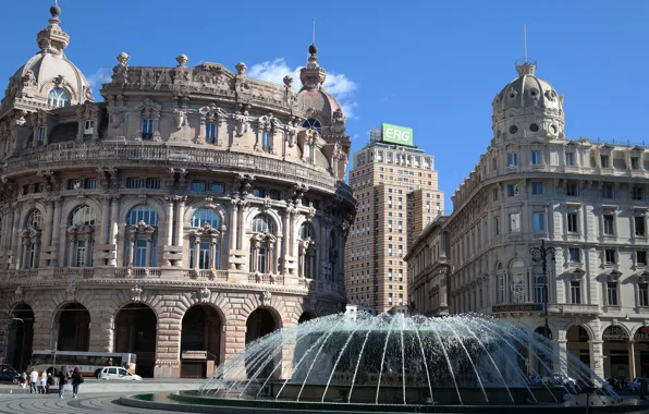 Home, Italy, fountain, Genoa, the Piazza
