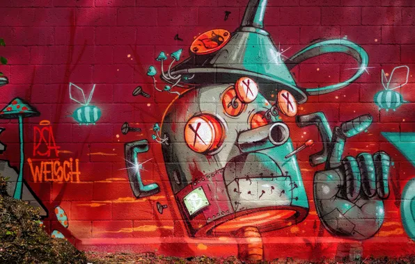 The city, wall, grafiti