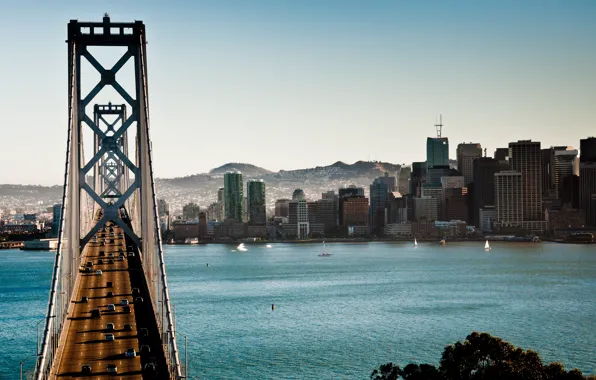 Picture bridge, CA, the bay bridge, San Francisco