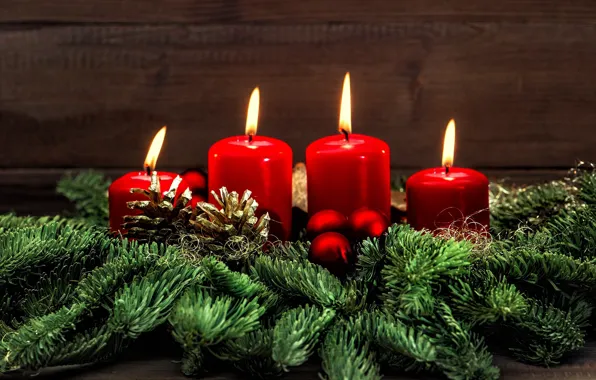Wallpaper new year, candles, Christmas, red candles