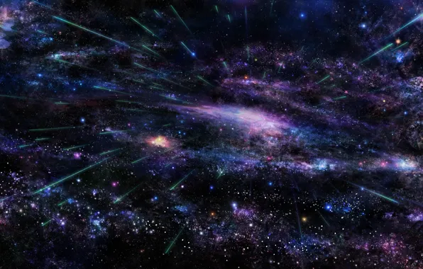 Space, stars, flight, particles, space, the universe, flash, space