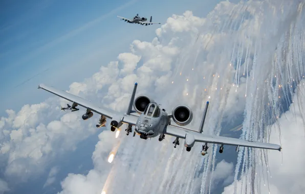 Clouds, attack, A-10, Thunderbolt II