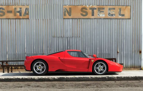 Ferrari, Red, Enzo, Side view