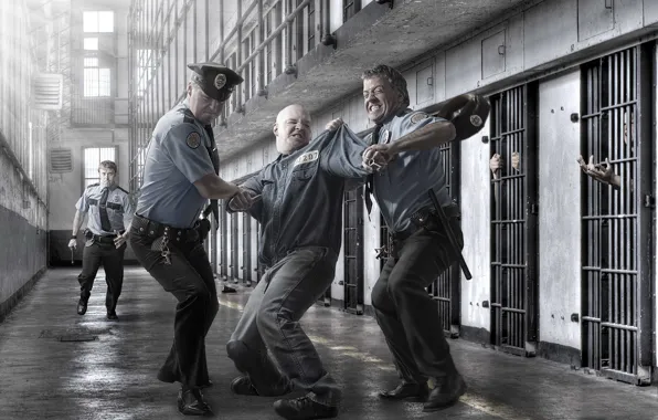 Fight, prison, prisoner, police