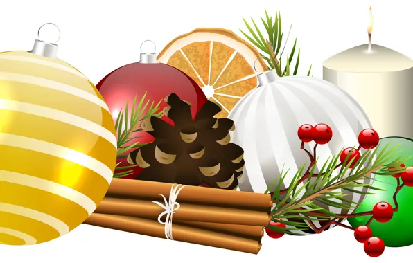 Decoration, balls, Christmas, New year, vector graphics