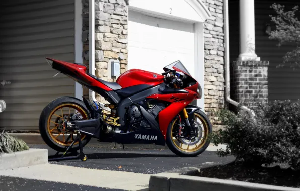 Picture Red, Yamaha, Black, Rear view, YZF-R1