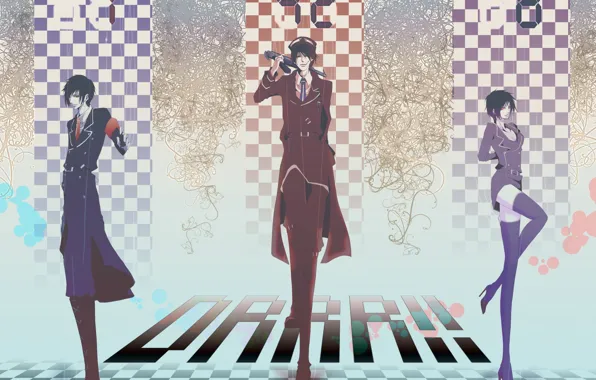 Girl, weapons, art, guys, mafia, Durarara, Durarara