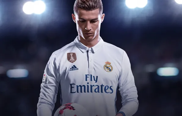 Sport, Cristiano Ronaldo, game, FIFA, uniform, seifuku, Real Madrid CF, FIFA 18