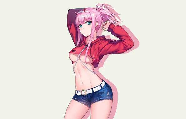 Kawaii, girl, hot, sexy, shorts, pink hair, boobs, anime