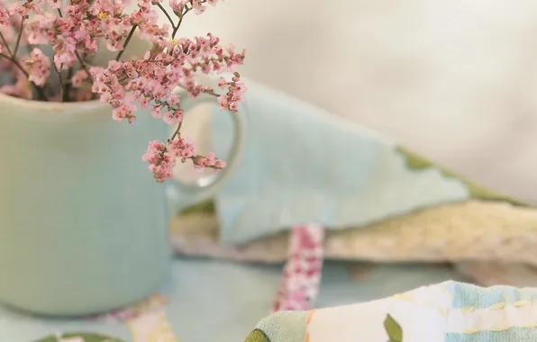 Flowers, fabric, vase, small