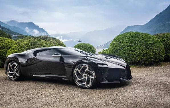 Bugatti, side view, The Black Car, Bugatti The Black Car