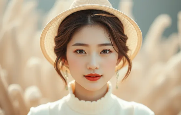 Look, girl, face, portrait, makeup, Asian, AI art, nyeroset