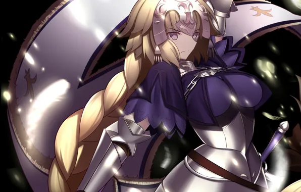 Look, girl, night, flag, Fate/Apocrypha, Fate - Apocrypha, Joan of Arc, Fate Apocrypha